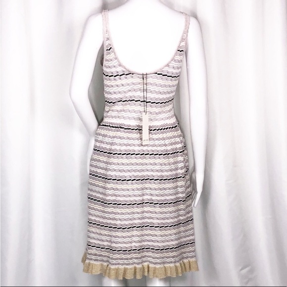 La Vie xRebecca Taylor White Lavender Stripes Gold Trim Hem Sweater Dress SzM - Picture 11 of 16
